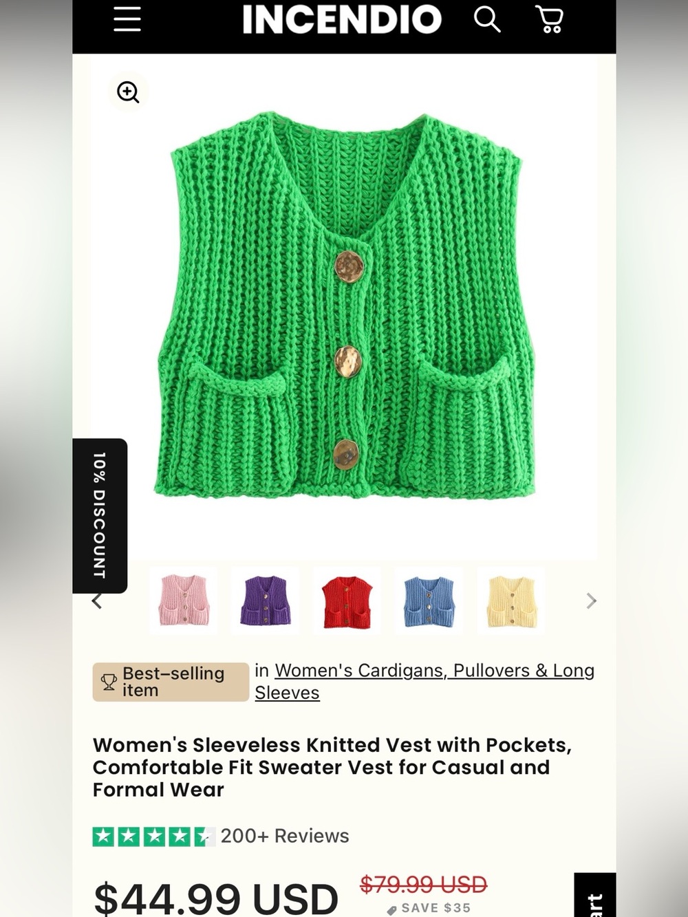 Women's Sleeveless Knitted Vest -Size L - Picture 10 of 10